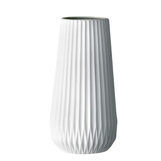 11.5&#x22; Tall White Ceramic Fluted Vase